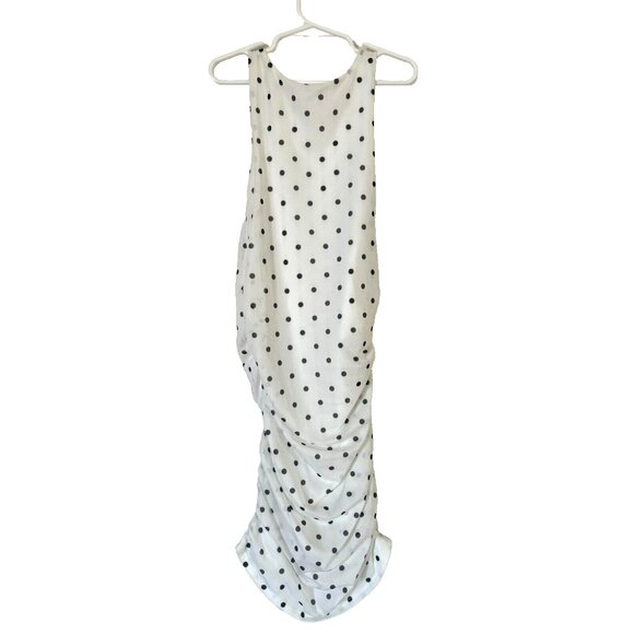 REFORMATION Mini Dress Polka Dot Print Size XS Ruched Lined Bodycon - Picture 3 of 7